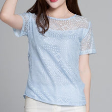 Load image into Gallery viewer, 2020 ZIGGY New Women Clothing Chiffon Blouse Lace Crochet Female Korean Shirts Ladies Blusas Tops Shirt White Blouses slim fit Tops