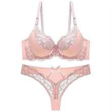 Load image into Gallery viewer, 100% Cotton Brassiere bra and panty set Femme Panties Lingerie Underwear set Julexy New 2020 Sexy thong bra set push up Lace hollow out