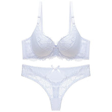 Load image into Gallery viewer, 100% Cotton Brassiere bra and panty set Femme Panties Lingerie Underwear set Julexy New 2020 Sexy thong bra set push up Lace hollow out