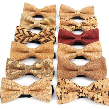 Load image into Gallery viewer, New Cork Wood Fashion Bow Ties Men & Women Novelty Handmade Solid Neckwear for Mens Wedding Party Man Gift Accessories Men Bowtie Ziggy