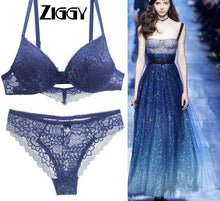 Load image into Gallery viewer, New 2020 Push Up Underwear Set Bra And Thong Set 34 36 38 40 42BCD Cup For Female Lace Drill Bra Set Women Plus Size