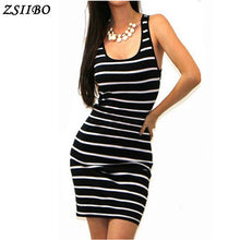 Load image into Gallery viewer, Women Striped Bandage Bodycon Dress Sexy Slim Sleeveless Evening Party Mini Dress Long Short sleeve autumn winter Casual
