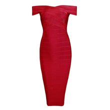 Load image into Gallery viewer, INDRESSME Sexy Off Shoulder Women Bandage Dress Elegant Slash Neck Knee Length Bodycon Backless Party Dress Vestidos 2019 New