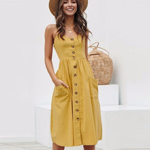 Load image into Gallery viewer, ZIGGY 2020 Women Summer Beach Dress Sexy Straps Boho Floral Tunic Long Dress Womens Casual Sundress Pocket Dresses