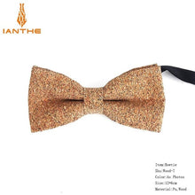 Load image into Gallery viewer, New Cork Wood Fashion Bow Ties Men & Women Novelty Handmade Solid Neckwear for Mens Wedding Party Man Gift Accessories Men Bowtie Ziggy