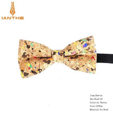 Load image into Gallery viewer, New Cork Wood Fashion Bow Ties Men & Women Novelty Handmade Solid Neckwear for Mens Wedding Party Man Gift Accessories Men Bowtie Ziggy