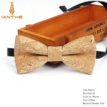 Load image into Gallery viewer, New Cork Wood Fashion Bow Ties Men & Women Novelty Handmade Solid Neckwear for Mens Wedding Party Man Gift Accessories Men Bowtie Ziggy
