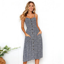 Load image into Gallery viewer, 2020 New Women Print Floral Stripe Long dress Sexy V-Neck Ziggy Sleevele Button Beach Casual Boho Midi Dress Plus Size 3XL vestidos