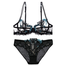 Load image into Gallery viewer, Women's underwear Pink Bra and Panties Set Transparent Bra Set Lingerie Ziggy Cherry Embroidery Underwear Sexy Bra