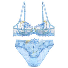 Load image into Gallery viewer, Women's underwear Pink Bra and Panties Set Transparent Bra Set Lingerie Ziggy Cherry Embroidery Underwear Sexy Bra