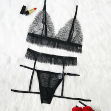 Load image into Gallery viewer, Women Sexy Lingerie Lace Babydoll See-through Wireless Ziggy Bra Set G-String Underwear Nightwear Bra & Brief Sets M-3XL