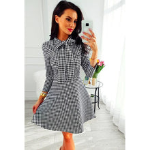 Load image into Gallery viewer, Ziggy New Bow Neck Long Sleeve Mini Dresses Elegant Print Dress Women Casual Female vintage Fall Winter office ladies