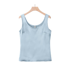 Load image into Gallery viewer, Women Satin Tank Ziggy Tops Cami O-neck Sleeveless Silky Shiny Blusas