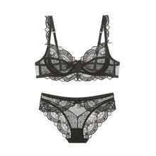 Load image into Gallery viewer, E Cup Ziggy Transparent bra Plus Size For Women Push up Lingerie Underwired Ruffles Straps Decorate With Lingerie Set