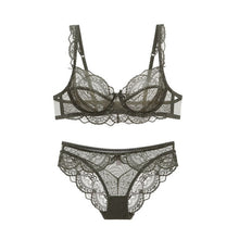 Load image into Gallery viewer, E Cup Ziggy Transparent bra Plus Size For Women Push up Lingerie Underwired Ruffles Straps Decorate With Lingerie Set