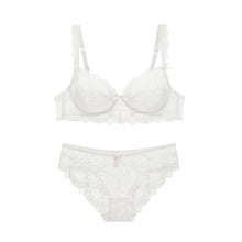 Load image into Gallery viewer, E Cup Ziggy Transparent bra Plus Size For Women Push up Lingerie Underwired Ruffles Straps Decorate With Lingerie Set