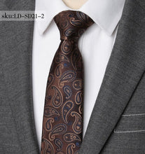 Load image into Gallery viewer, Men Women Ziggy Polyester all in one Necktie Striped Business 7CM Tie Mens Wedding Parties Dress Jacquard Ties