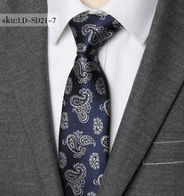 Load image into Gallery viewer, Men Women Ziggy Polyester all in one Necktie Striped Business 7CM Tie Mens Wedding Parties Dress Jacquard Ties