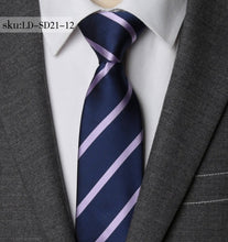 Load image into Gallery viewer, Men Women Ziggy Polyester all in one Necktie Striped Business 7CM Tie Mens Wedding Parties Dress Jacquard Ties