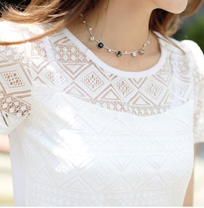 2020 ZIGGY New  Women Clothing Chiffon Blouse Lace Crochet Female Korean Shirts Ladies Blusas Tops Shirt White Blouses slim fit Tops