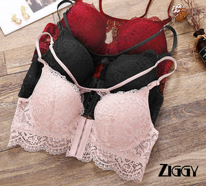 Sexy Women Ziggy Bra Fashion Front Closure Bras Push Up Bra	B C Cup Lace Bralette Backless Brassiere