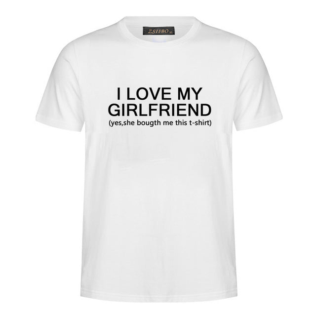 Ziggy Polyester T-Shirt New Fashion_I Love My Girlfriend_ Letter Design Print