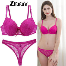 Load image into Gallery viewer, Ziggy Novelty 2020 Lace Drill Bra Set  Bra And For Female Sexy Women Plus Size Push Up Underwear Set Thong Set 34 36 38 40 42 BCDE CUPS
