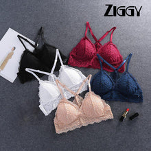 Load image into Gallery viewer, Bra Wireless Ziggy Bras for Women Lingerie BH Lace Ziggy Sexy Bralette Push Up Bra Plus Size Y-line Straps Backless Lace Bras Large Size
