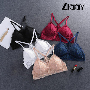 Bra Wireless Ziggy Bras for Women Lingerie BH Lace Ziggy Sexy Bralette Push Up Bra Plus Size Y-line Straps Backless Lace Bras Large Size