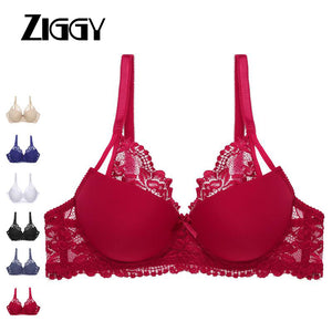 2020 Ziggy B C Cup Bra Women Lace Push Up Bras Sexy Lingerie Massage Cup Ladies Brassiere Floral Female Underwire Underwear 36-42 6 Colors