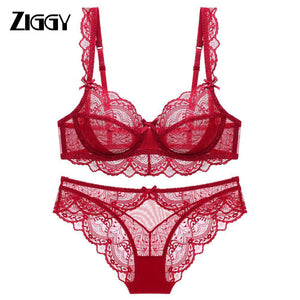 E Cup Ziggy Transparent bra Plus Size For Women Push up Lingerie Underwired Ruffles Straps Decorate With  Lingerie Set