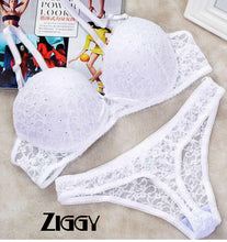 Load image into Gallery viewer, New 2020 Lace Drill Bra Set Women Plus Size Push Up Underwear Set Bra And Thong Set 34 36 38 40 ABC Cup For Female
