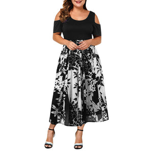 New Ziggy dress women 2020 robe femme vestidos de verano Casual Plus Size O-Neck Print Stitching Off-Shoulder Short Sleeve Dress