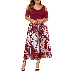 New Ziggy dress women 2020 robe femme vestidos de verano Casual Plus Size O-Neck Print Stitching Off-Shoulder Short Sleeve Dress