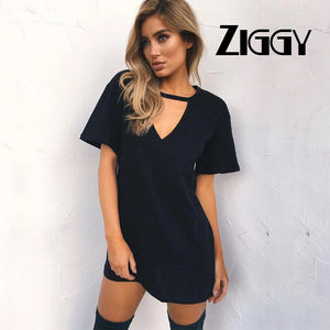 New Ziggy V-neck Summer Dresses Long Short Sleeve Casual Sexy Halter Boho Beach Dress