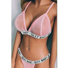 Load image into Gallery viewer, Women Sexy Glitter Lingerie Ziggy Babydoll Underwear Sleepwear Nightwear Bra G-string Sets
