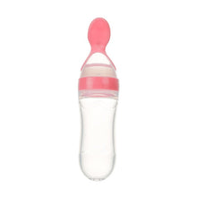 Load image into Gallery viewer, 90ML Safe Newborn babys Milk Bottle Training Feeder Food Supplement Feeding Bottle Ziggy Toddler Silicone Squeeze Feeding Spoon
