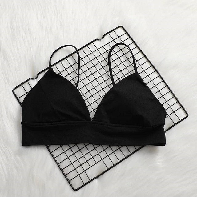 Soft Bralette Deep V Seamles Ziggy Bras for Women Wireless Push Up Bra Comfortable Blackless Underwear