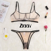 Load image into Gallery viewer, Women spandex Lingerie Set  Women  Lace Underwire Sexy Perspective Two-piece Set ensemble soutien gorge culotte
