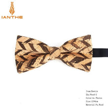 Load image into Gallery viewer, New Cork Wood Fashion Bow Ties Men &amp; Women Novelty Handmade Solid Neckwear for Mens Wedding Party Man Gift Accessories Men Bowtie Ziggy
