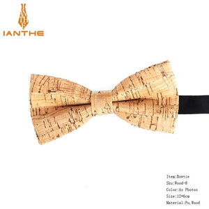 New Cork Wood Fashion Bow Ties Men & Women Novelty Handmade Solid Neckwear for Mens Wedding Party Man Gift Accessories Men Bowtie Ziggy