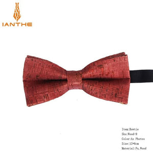 New Cork Wood Fashion Bow Ties Men & Women Novelty Handmade Solid Neckwear for Mens Wedding Party Man Gift Accessories Men Bowtie Ziggy