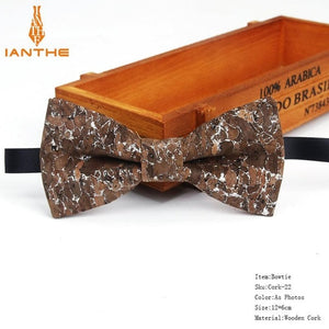 New Cork Wood Fashion Bow Ties Men & Women Novelty Handmade Solid Neckwear for Mens Wedding Party Man Gift Accessories Men Bowtie Ziggy