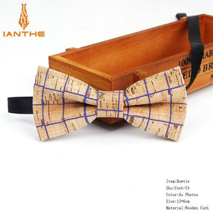 New Cork Wood Fashion Bow Ties Men & Women Novelty Handmade Solid Neckwear for Mens Wedding Party Man Gift Accessories Men Bowtie Ziggy