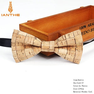 New Cork Wood Fashion Bow Ties Men & Women Novelty Handmade Solid Neckwear for Mens Wedding Party Man Gift Accessories Men Bowtie Ziggy