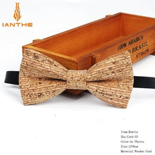 Load image into Gallery viewer, New Cork Wood Fashion Bow Ties Men &amp; Women Novelty Handmade Solid Neckwear for Mens Wedding Party Man Gift Accessories Men Bowtie Ziggy
