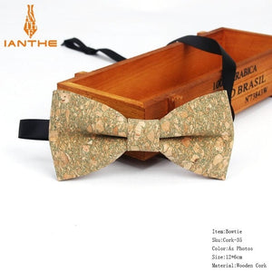 New Cork Wood Fashion Bow Ties Men & Women Novelty Handmade Solid Neckwear for Mens Wedding Party Man Gift Accessories Men Bowtie Ziggy