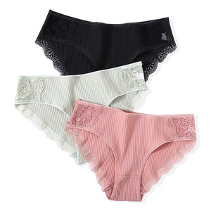 Cotton Panty 3Pcs/lot Solid Ladies Panties Comfort Underwear Skin-friendly Briefs For Women Sexy Low-Rise Panty Intimates L XL For Ziggy