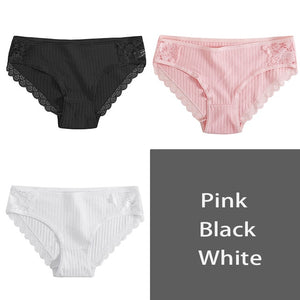 Cotton Panty 3Pcs/lot Solid Ladies Panties Comfort Underwear Skin-friendly Briefs For Women Sexy Low-Rise Panty Intimates L XL For Ziggy