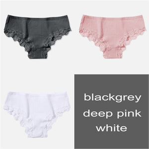 Cotton Panty 3Pcs/lot Solid Ladies Panties Comfort Underwear Skin-friendly Briefs For Women Sexy Low-Rise Panty Intimates L XL For Ziggy